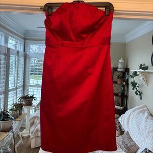 The Limited Red Satin Strapless Cocktail Dress